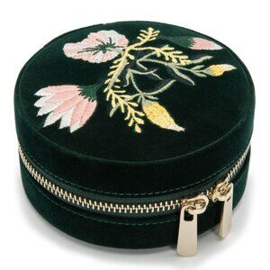 WOLF: Zoe Round Velvet Jewelry Case with Floral Design (NEW)